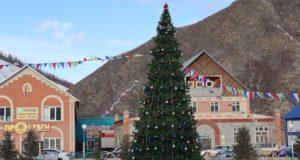 В Усть-Кане на главной площади установили искусственную елку
